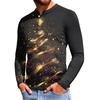 Men's Casual Button-Down Sweatshirt Fashion Printed Long Sleeve Shirt Pullover
