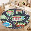 Children Round Carpet Living Room Cute Home Decoration Washable Road Play Rug Bedroom Bedside Antiskid Baby Crawling Mat Floor