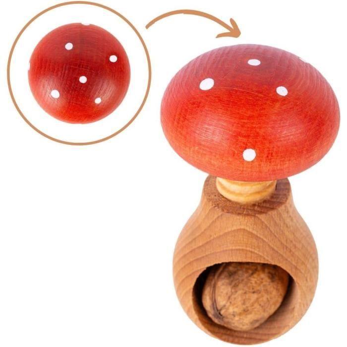 Casse-Noix - Creative Home - 10 x 6 cm - Bois - Forme de Champignon - Rouge et Blanc