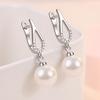 Fashion Female Earrings Sterling Silver Love Heart-shaped Pearl Earrings for Women Single Zircon Crystal Earrings