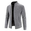 Cardigan de toamnă/iarnă pentru bărbați mărime plus, din catifea îngroșată, cu guler înalt - Palton cu croială slim.