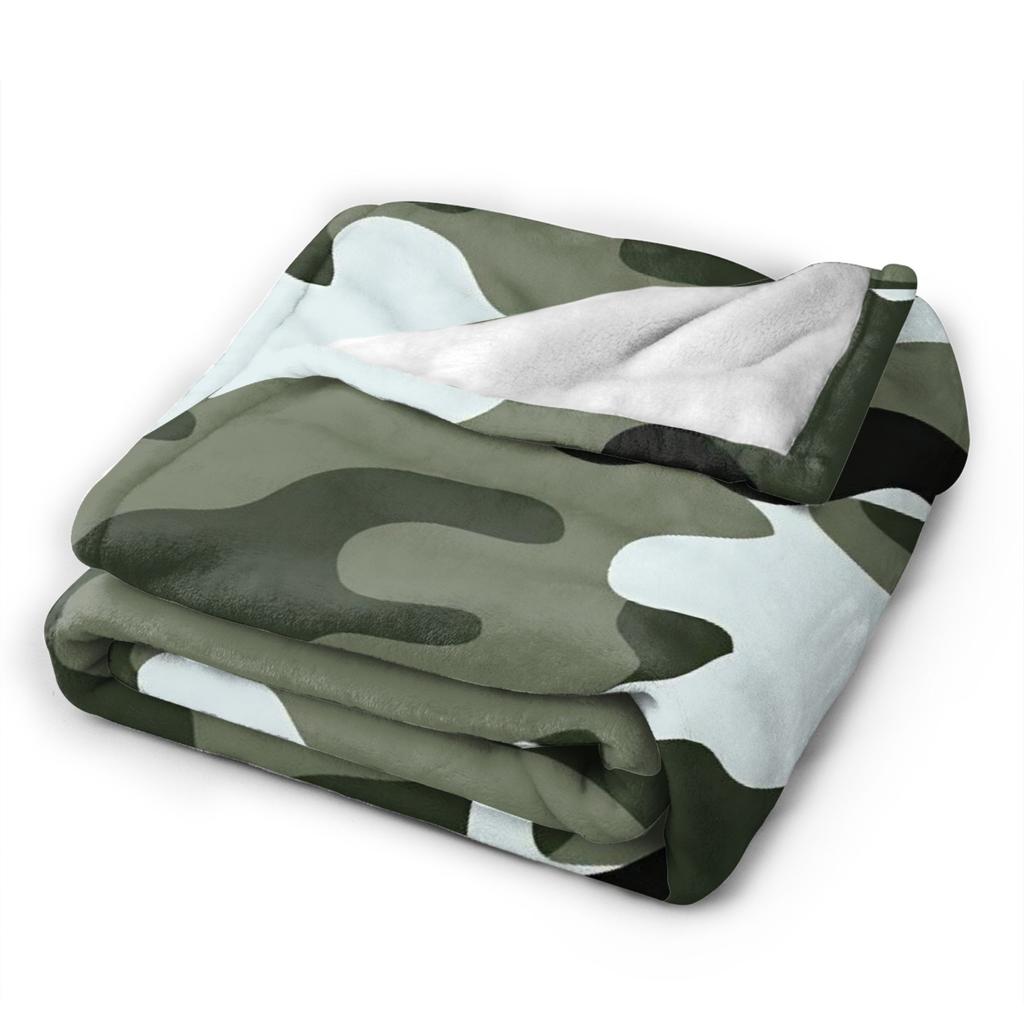 Green And Brown Camo Flannel Blanket Autumn Soft Warm Throw Blanket for Kids Outdoor Funny Bedspread Sofa Bed Cover