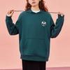 Anta Lifestyle Series Solid Color Hooded Pullover Loose Fleece Sweatshirt Women Sweatshirt Gulf-Green 962348716-4