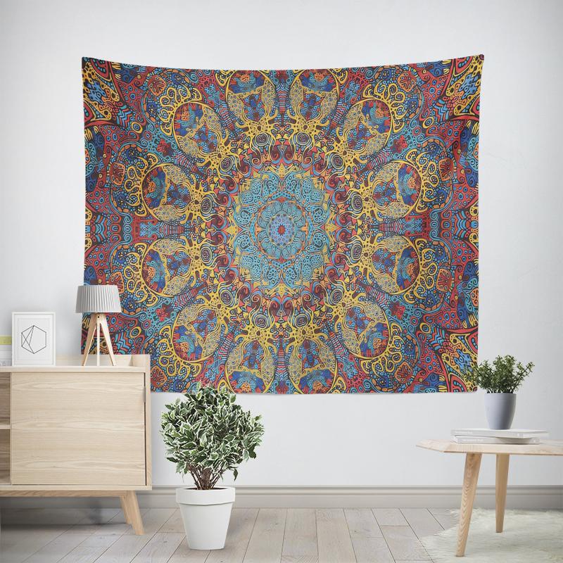 Hippie Mandala Wandteppiche Indien Böhmisch Psychedelisch Bettwäsche Dekor Wandteppich Ästhetisch Vintage Wandteppich Kunstteppich Tapiz