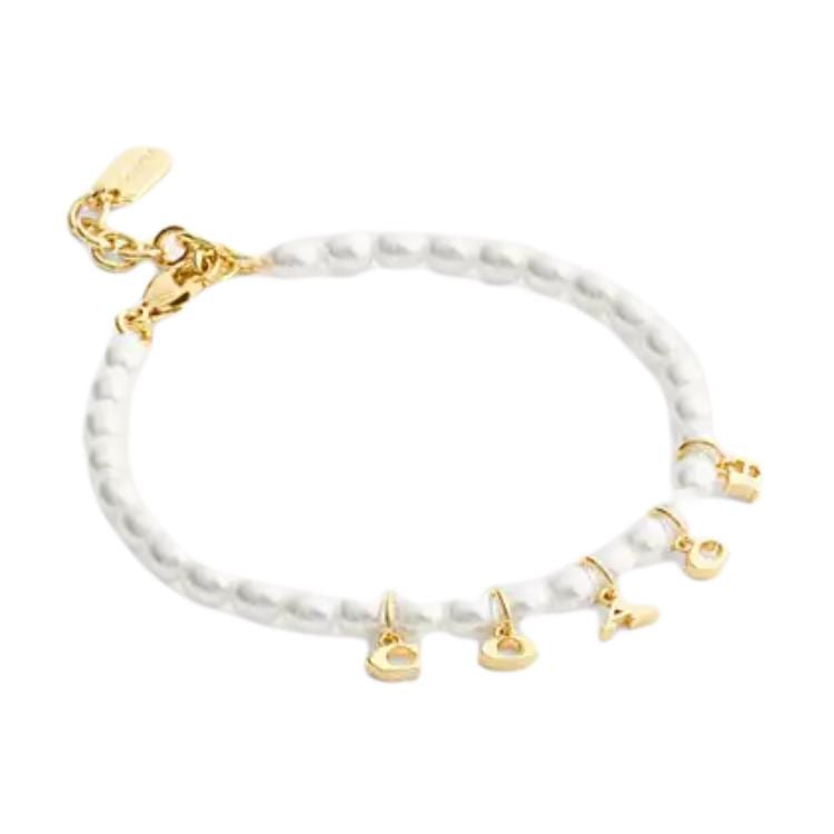 COACH Brass Plated Bracelets Women's Gold/Pearl CCU62 VP4 ONE