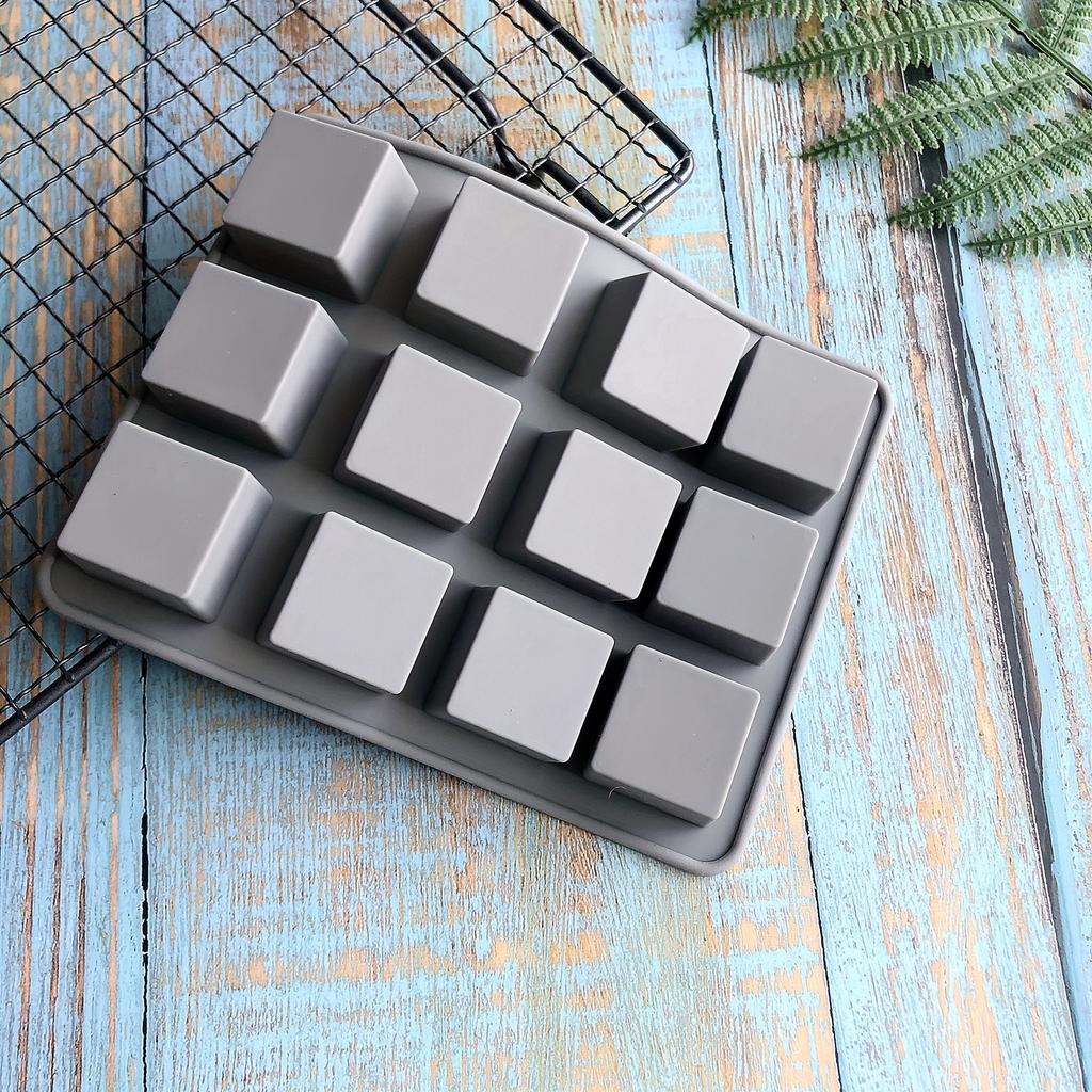 12-Cavity Square Silicone Mold for DIY Crafts, Aromatherapy Candles, Soap, and Clay. Flexible Mold for Making Decorative Ornaments and Resin Art