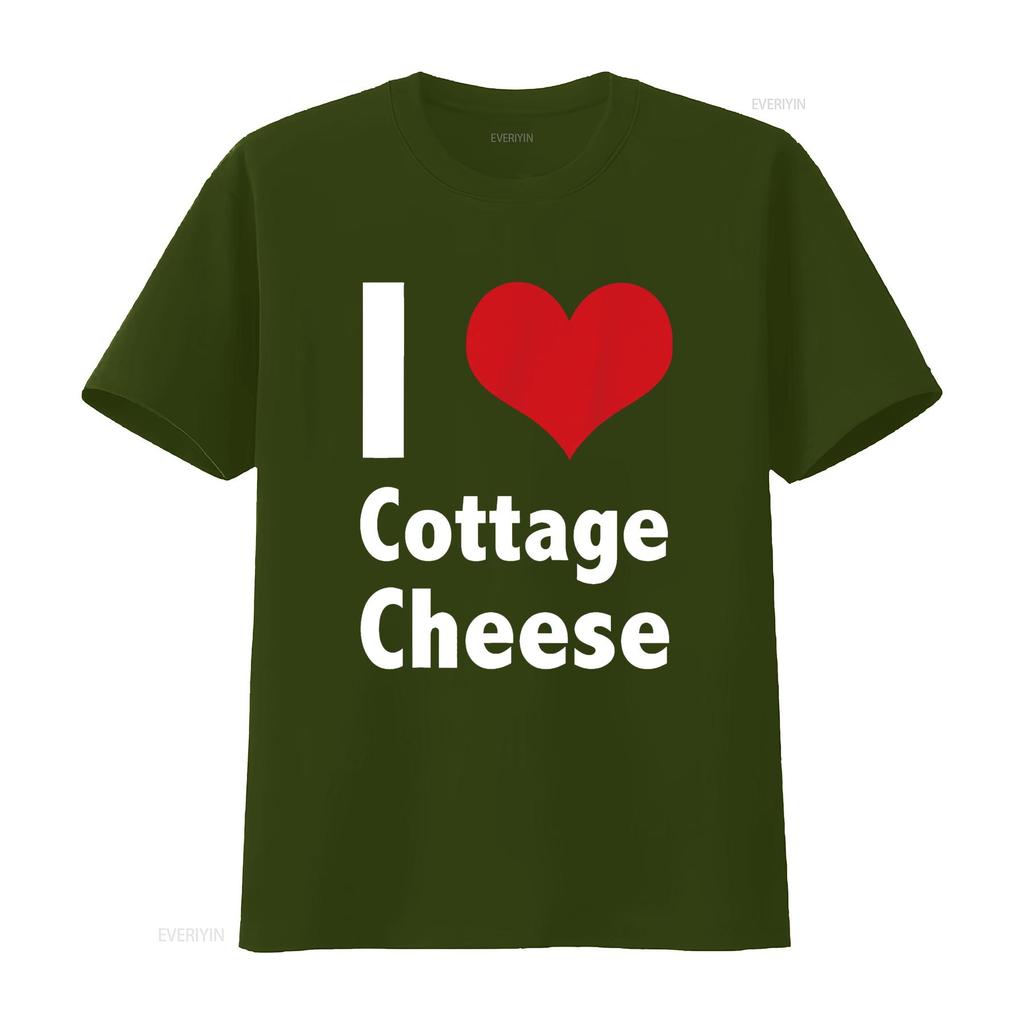I Love Cottage Cheese T Shirt vintage Washed Breathable Unisex Top For Everyday Wear fashion Stretched Soft graphic streetwear