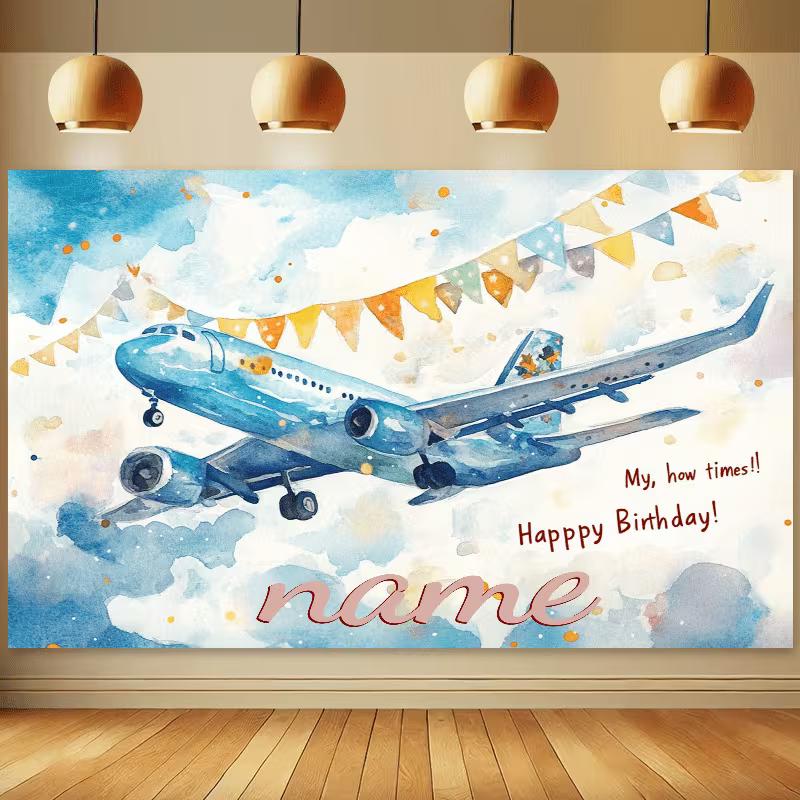 

2D Airplane Adventure Backdrop for Pilot & Travel Themed Birthday Decor 47.2x31.5inch/120*80cm