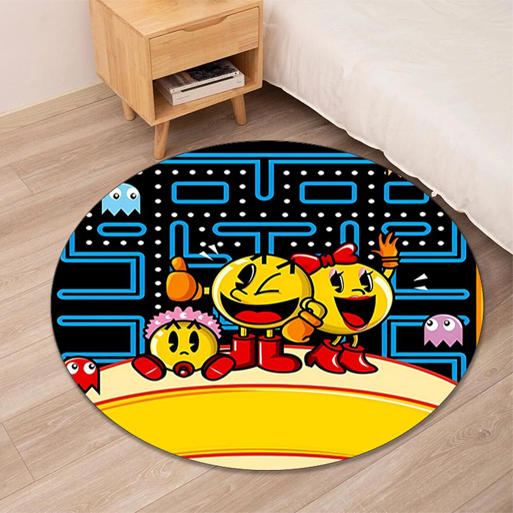 Pac Man Printed Round Rug Carpet Chair Rug Area Rug Entryway Doormats,for Office Chair Living Room Bedroom Kitchen Room.