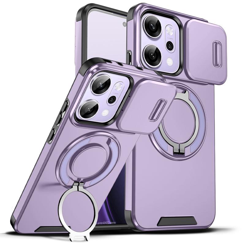 

For OPPO Reno 14 14 Pro 14F Case Heavy Duty PC+TPU Ring Car Mount Magnetic Stand Slide Camera Cover for Reno14 Oppo Reno14