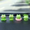 3Pcs Frog Figure with Pad Resin Frog Car Ornament Mini Green Plant Bonsai Pot Home Office Decor Car Interior Accessory