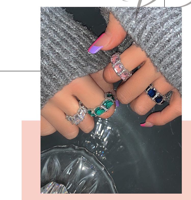 Trendy Fashionable European & American Influencer Gemstone Ring for Women: Colorful, High-End, Niche Design for Index Finger