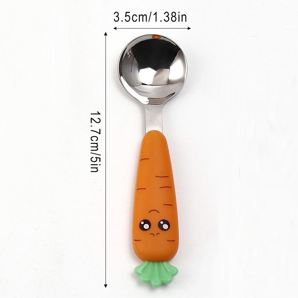 

Children s Cartoon Stainless Steel Fork & Carrot-Handle Spoon Set