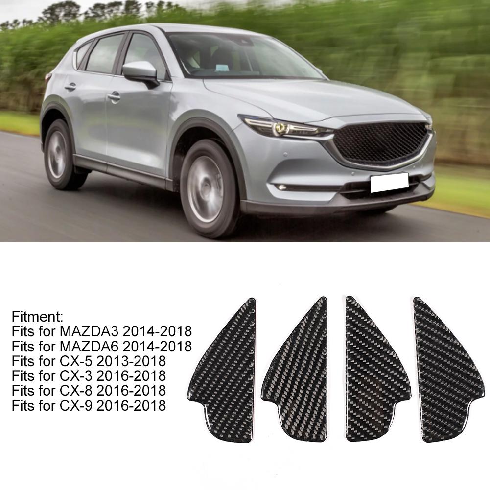 4pcs Carbon Fiber Interior Door Bowl Decor Cover Fits for MAZDA CX5 20132018 Left Hand Driving