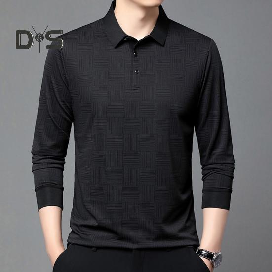 Men's Plaid Casual Shirt Long Sleeve Breathable Lapel Business Shirt Regular Fit Top with Button Collar for Work Travel Daily Wear