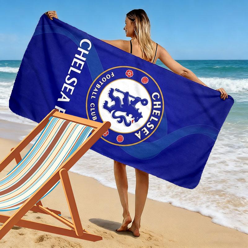 Chelsea F Print Beach Towel, Large Soft Quick Dry Towel for Beach Camping Swimming