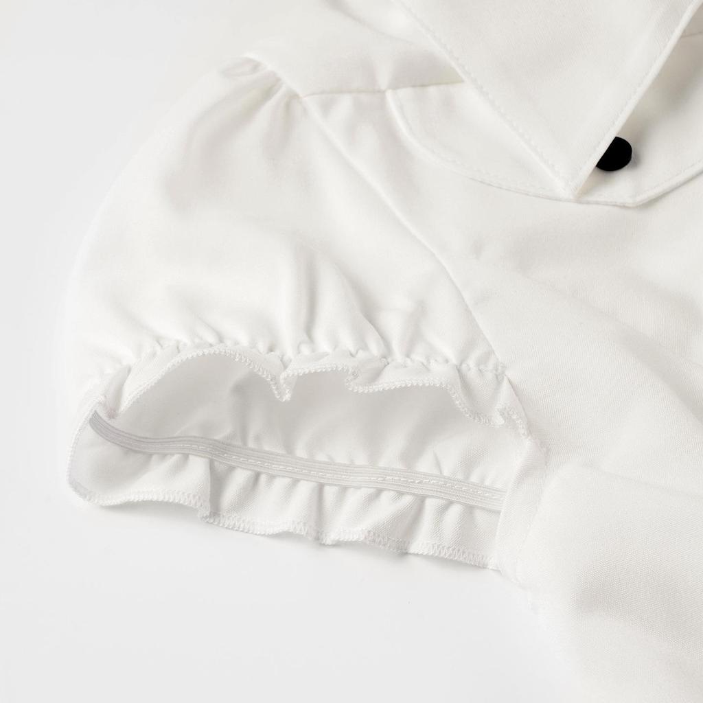 American Style Lapel Waist-Cinched Pleated Short-Sleeve Cardigan Shirt
