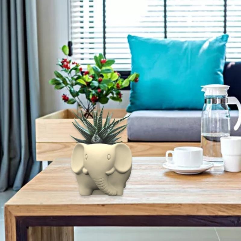 Succulent Plant Silicone Mold Elephant Shaped Flower Pots Mould Practical Concrete and Gypsum Mould for Floral Planter
