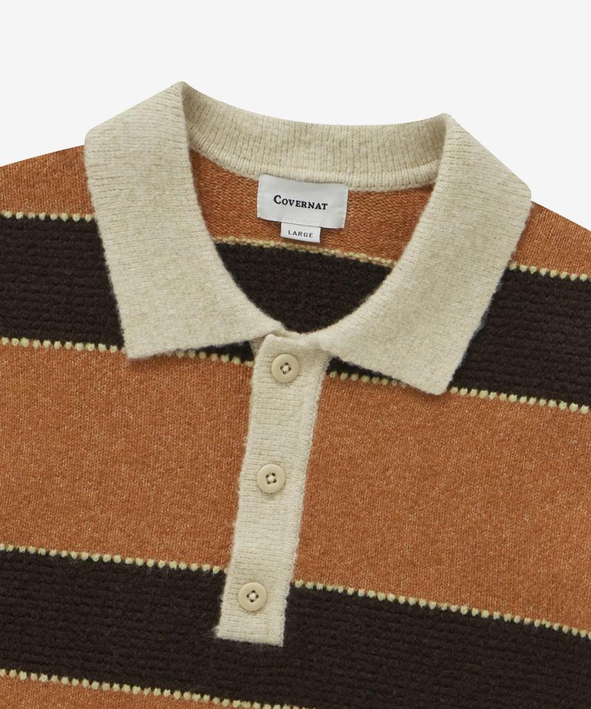 COVERNAT Striped Collar Knit Orange