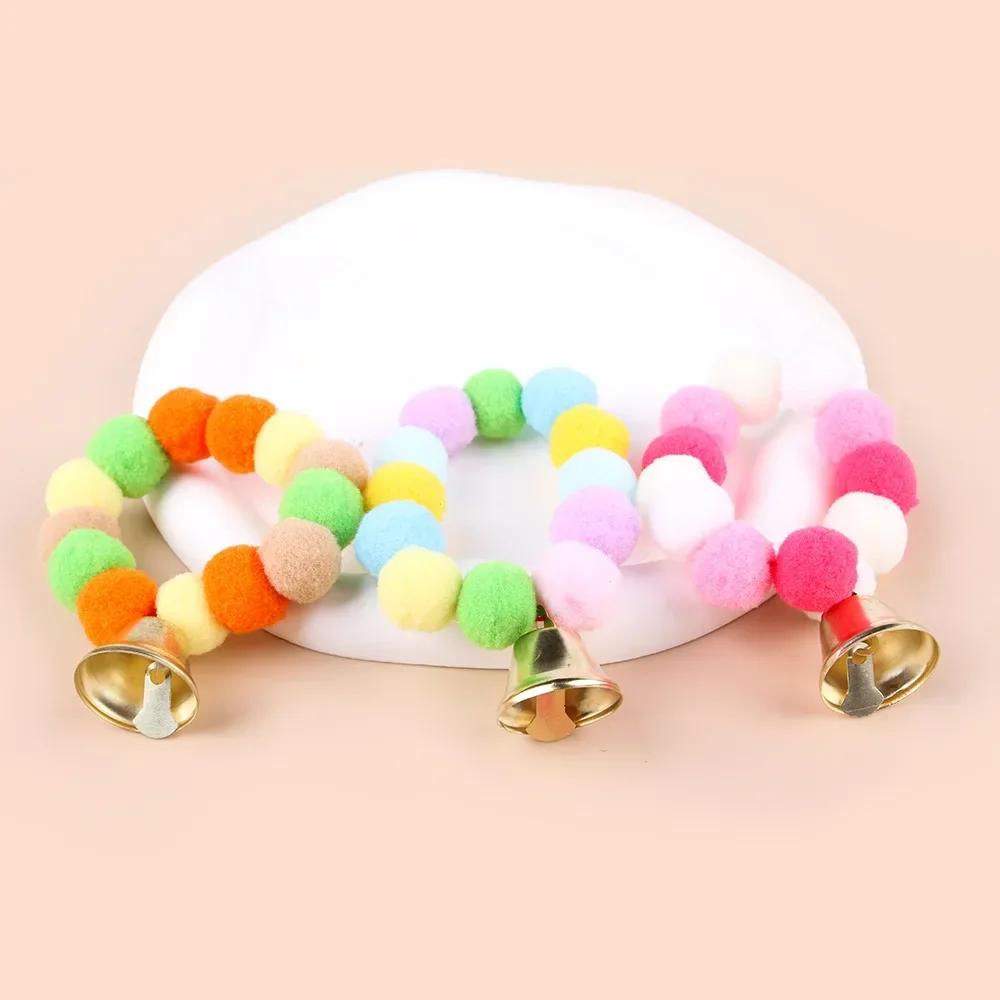 Pet Dog Rainbow Hair Ball Necklace Collar Pet Dog Cat Pet Fur Ball Collar Neckties Dog Grooming Accessories For Christmas Gift