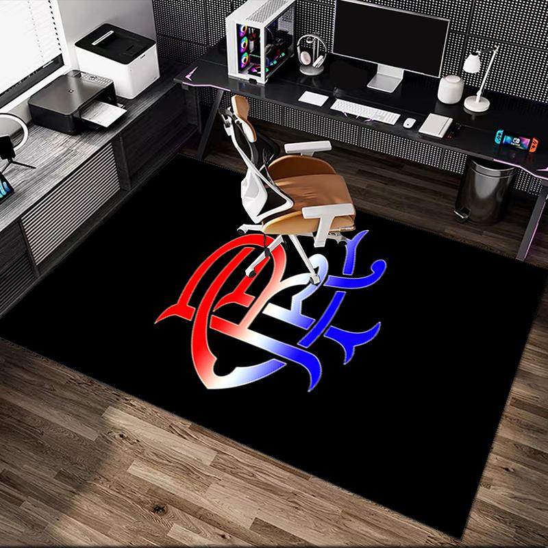 1pc Office Printed Area Carpet, Rangers FC Rug, Home Sofa Chair Mat For Christmas and Halloween Décor