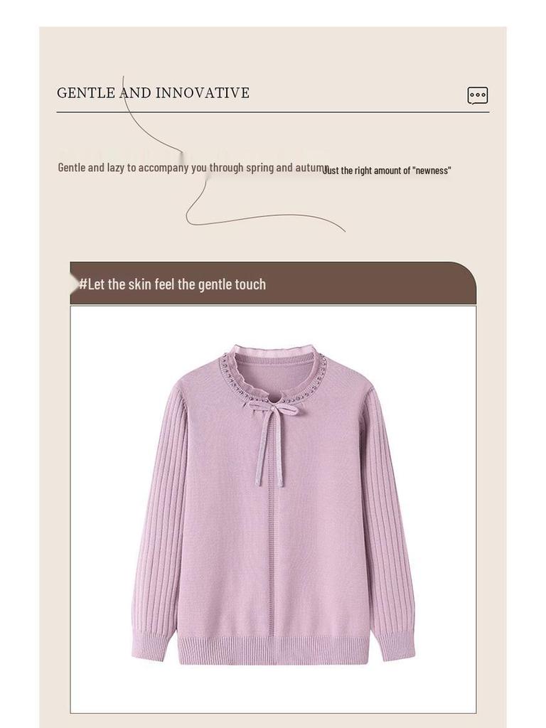 Haut en maille ajourée à manches longues pour femme: Mode Printanière pour les Mères Élégantes, Polyvalentes et Stylées d'Âge Moyen et Âgées