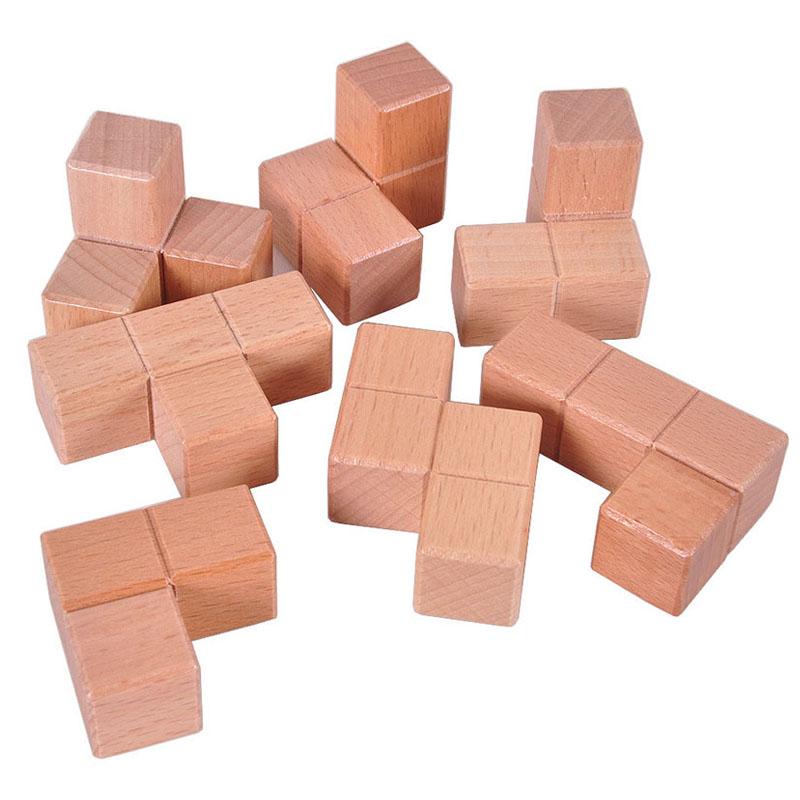 Juguetes Rompecabezas 3D Cubo de Madera Rompecabezas IQ Entrenamiento Lógico Rompecabezas Rompecabezas Montessori Aprendizaje Educativo