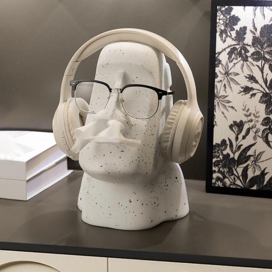 Držák na kapesníky socha Moai Kryt na krabičku na kapesníky socha Velikonočního ostrova 3 v 1 držák na brýle stojan na sluchátka dekorativní držák na kapesníky do obývacího pokoje