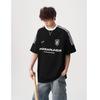QOTRIOCK American Striped Letter Print Short Sleeve T-shirt