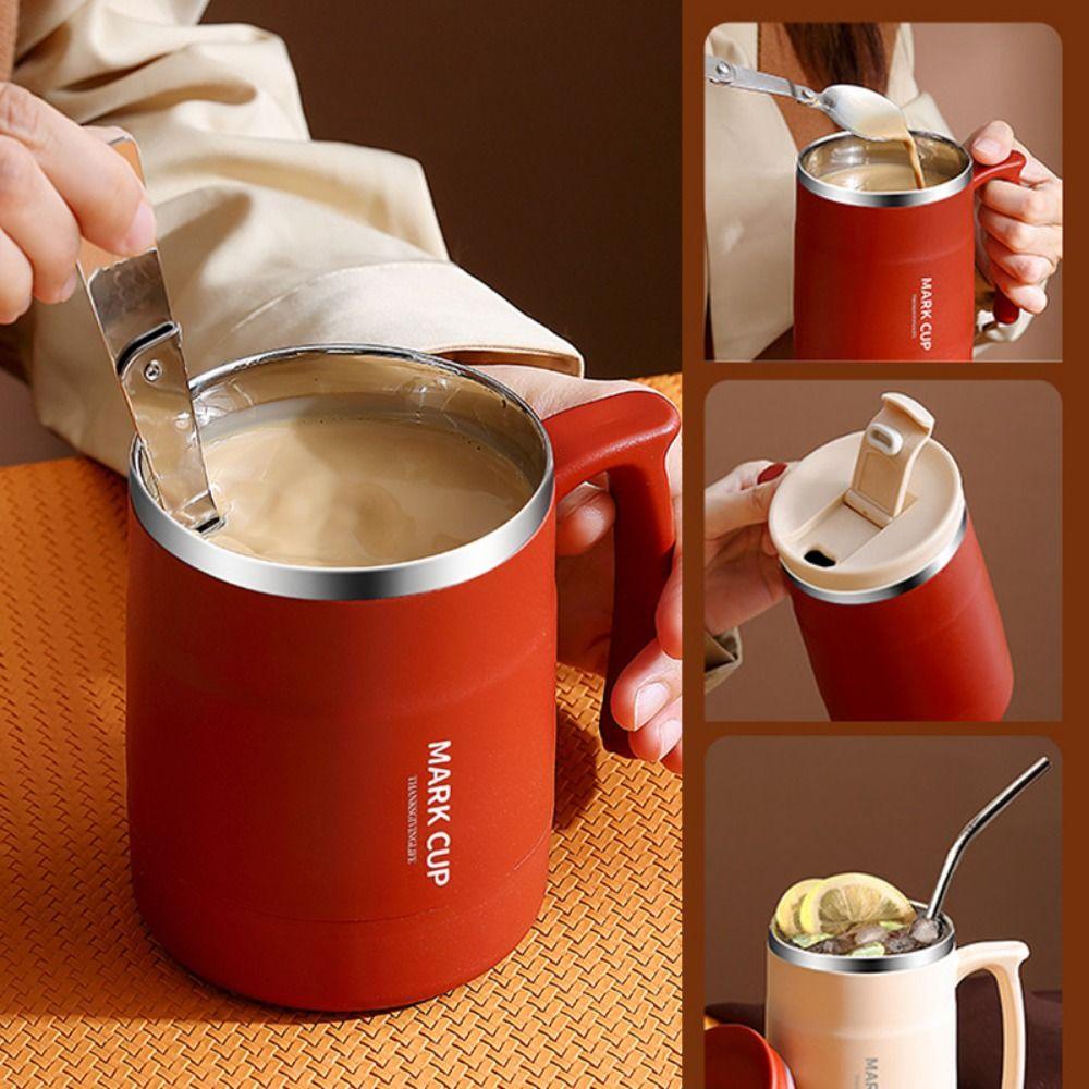 Double-layer Cold Water Drinks Tumbler Non-Slip Handle Thermal Mug Thermos Water Bottle  Outdoor
