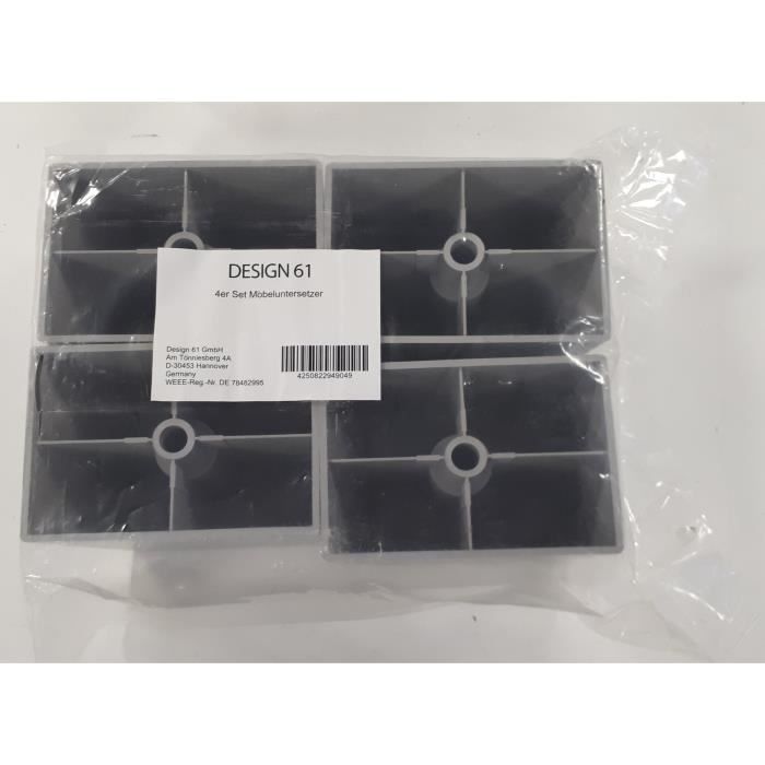 Furniture Glides - Design61 - Set of 4 - Plastic - Grey - 12.5 X 8.5 X 10 Cm