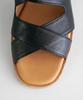 Heenn Leather Crossover Sandals. Black