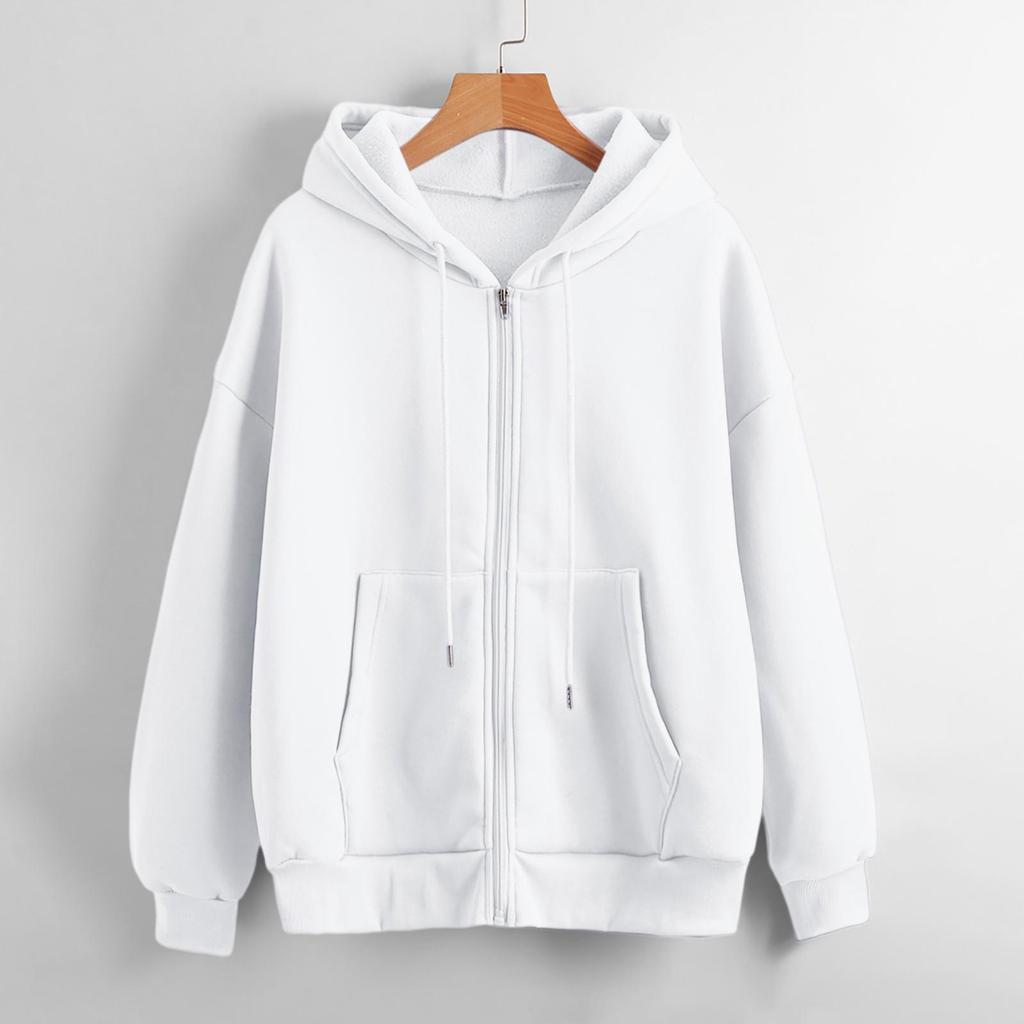 Felpe con cappuccio da donna autunnali, primaverili, moda casual, cardigan, felpe con coulisse, stile coreano, felpe tinta unita con zip