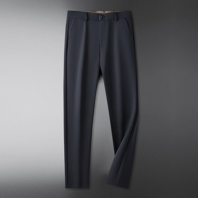 Dibenze Men's Plus Size Elastic Business Casual Straight Leg Trousers