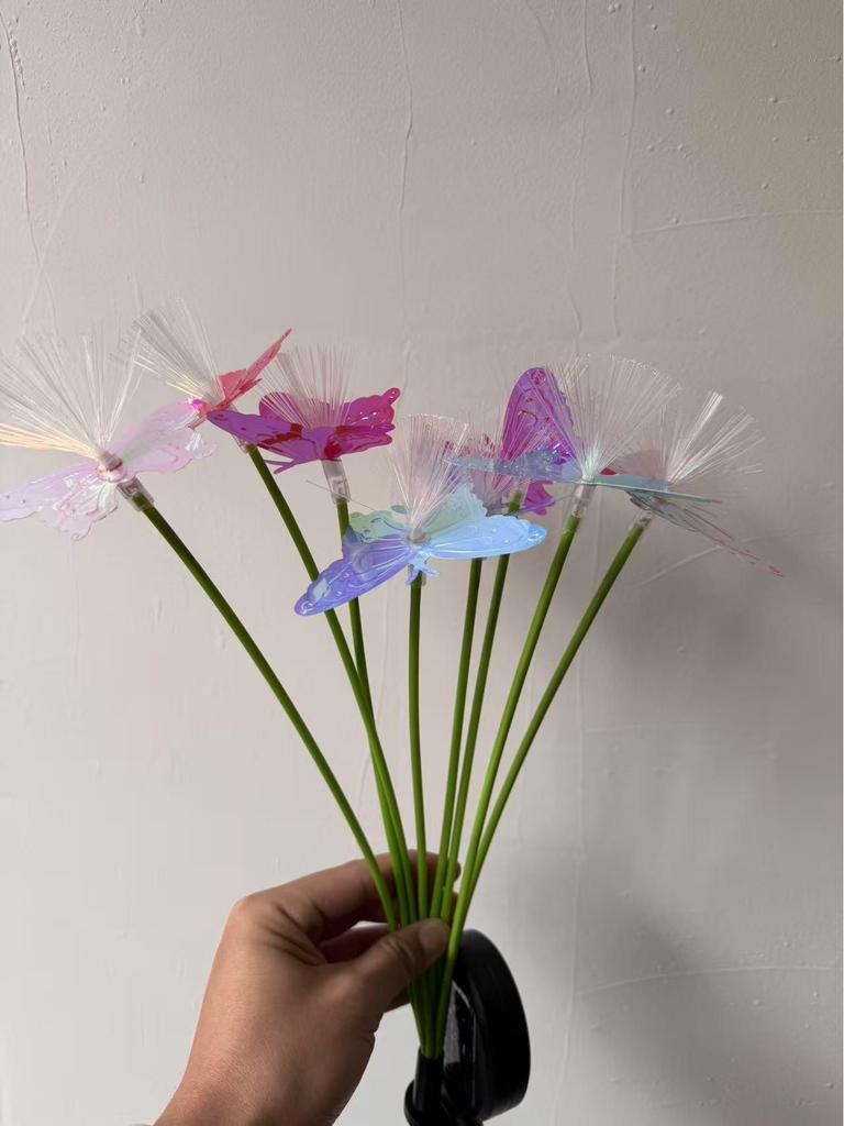 Outdoor Solar LED Fiber Optic Butterfly Flower Garden Light