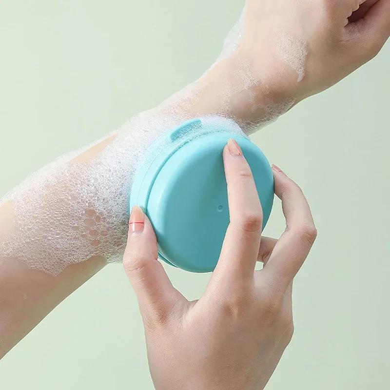 Bärbar badborste Hängande badkroppsskrubb Tvålkopp Silikonmassagebad Hår Taktila verktyg