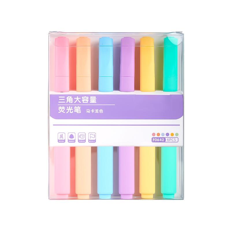 Highlighting Pen with Distinct Markings, Single-ended Triangular Shaft, Multi-color Soft Tip, for Marking in Notebooks and Handbooks.