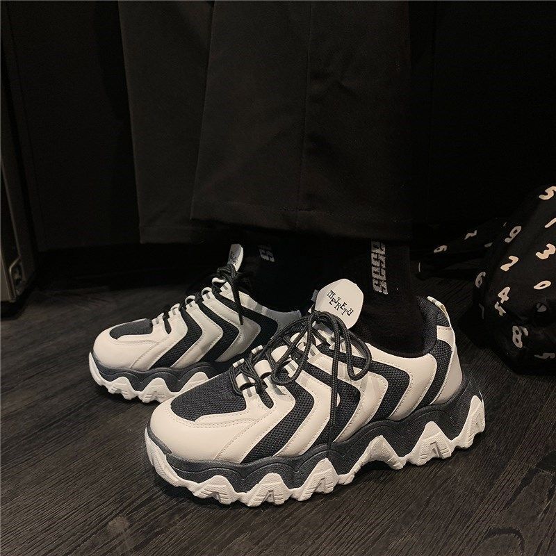 

Модные повседневные кроссовки Ретро корейский стиль Износостойкая платформа Повседневная мужская обувь Сетчатая дышащая 2024 Новые весна осень 39 чёрный