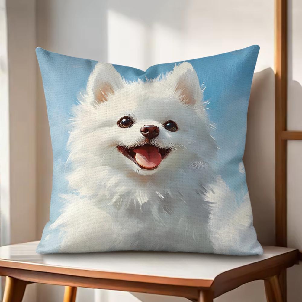 Dog Cushion Cover Natural Linen Organic Fabric DoubleSided Printing Couch Pillow Covers Home Decor Gift