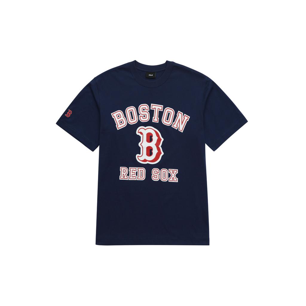 T-shirt Unisex a Manica Corta con Stampa Lettere Boston Red Sox MLB American Vintage Girocollo Blu Navy 3ATSV0233-43NYS