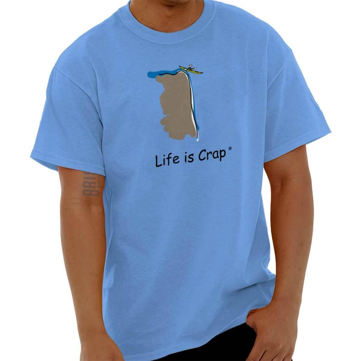 Life is Crap Kayak Fall Funny Outdoors Gift Mens Short Sleeve Crewneck Tee L