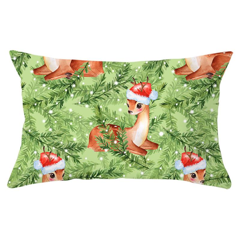 Simple Cartoon Print Series Christmas Waist Pillowcase Peach Skin Printed Pillowcase Home