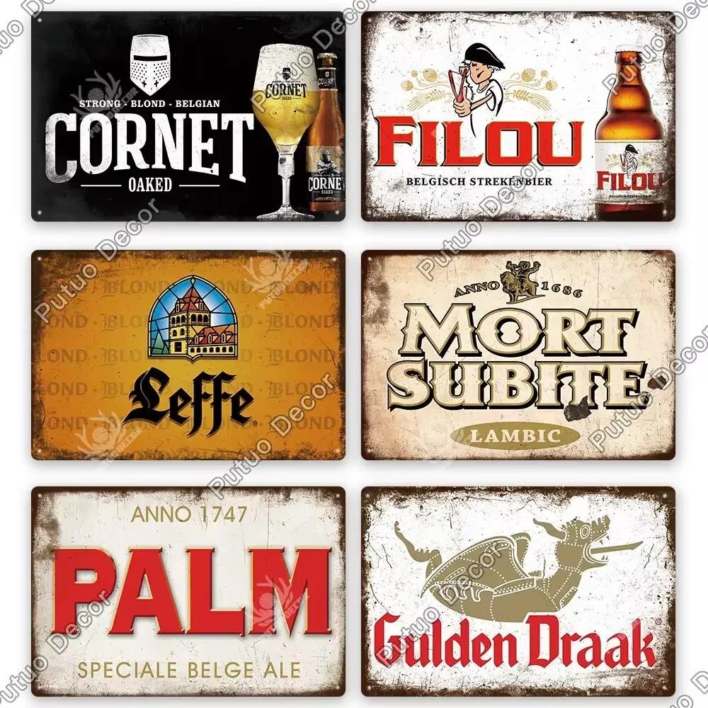 Putuo Decor's Belgium Beer Metal Plaque Retro Wall Art for Pub Bar Man Cave Club Vintage Style Decorative Sign