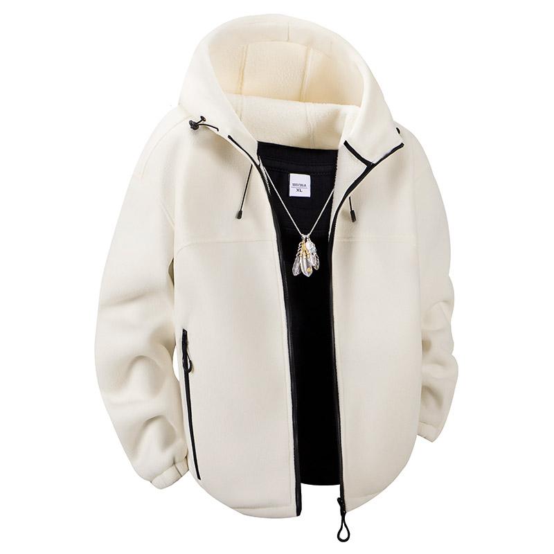 Lamb Fleece Jacket for Men In Autumn and Winter, Fashionable and Warm with Fleece Hooded Jacket, Fleece Jacket, Shaken Fleece Thick Cotton Jacket