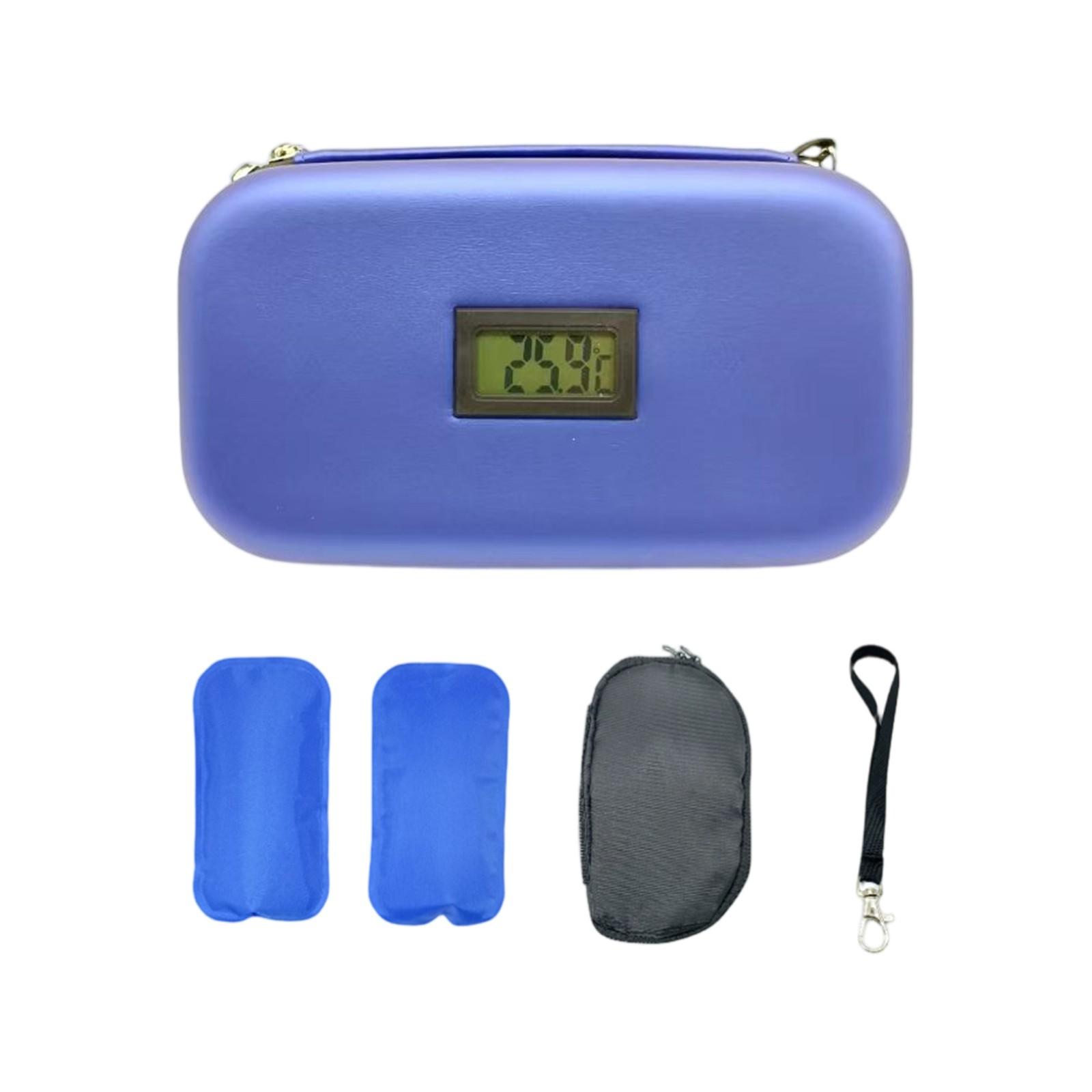 

Охладитель инсулина Диабетический охладитель Дорожная сумка для температуры Горячий и холодный режим 2 пакета со льдом 320 мл One Size синий