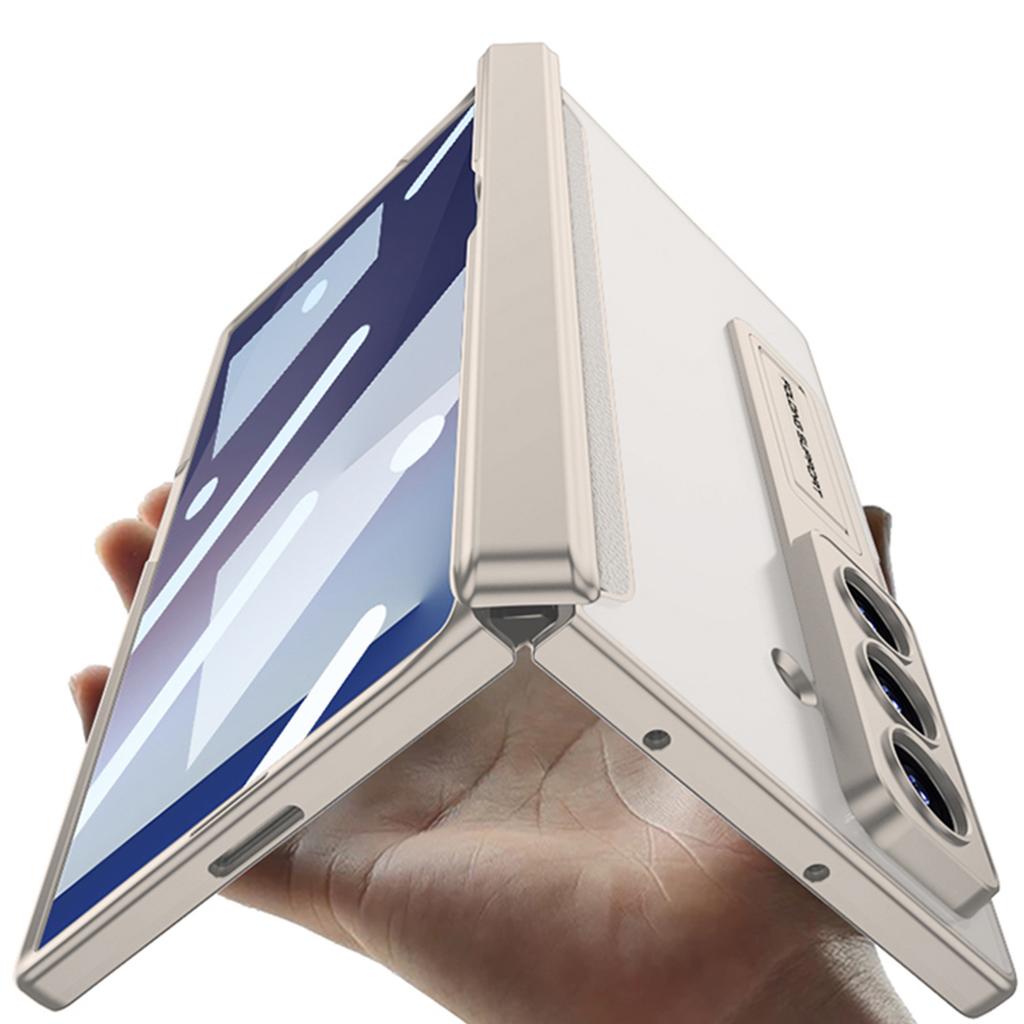 Samsung Z Fold7 Mobile Phone Case Holder Shell Film Integrated Folding Rotating Shaft Skin Like Semi Transparent Protective Cover
