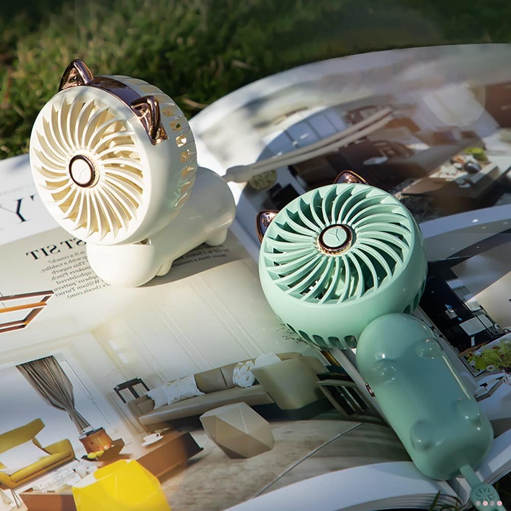 JYPS Handheld Cute Mini USB Tabletop Fan with 3 Speed Small Fan for and Heatstroke Perfect for Golden and Gifts with Cat Perfect for Summer and