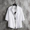 Thin Short-sleeved Shirt Men's Summer Korean Version Five-quarter-sleeved Handsome Solid-color Shirt
