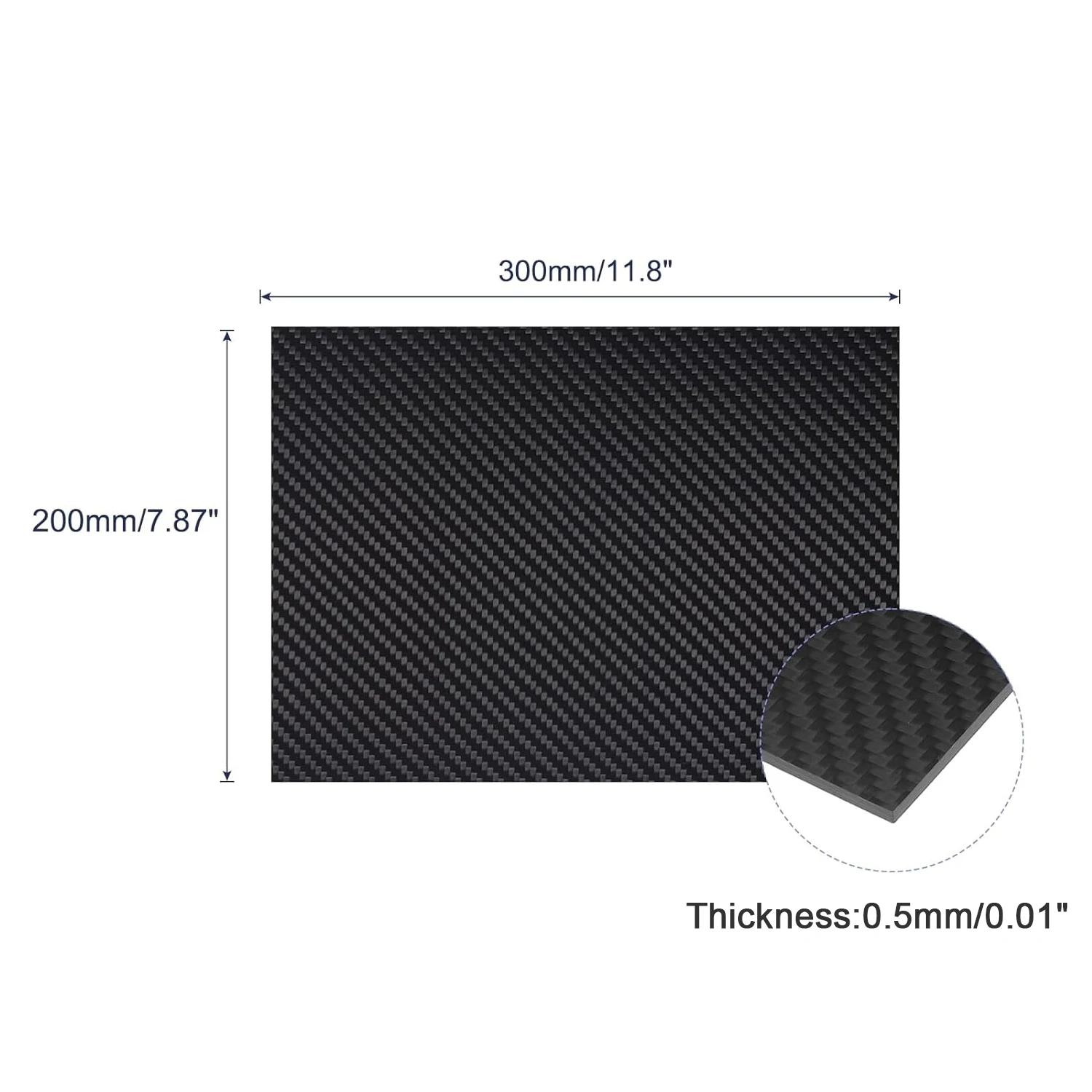 1pc 200x300mm 3K Carbon Fiber Plate, 0.5-3mm Thickness Carbon Material Panel for Craft & Project Making