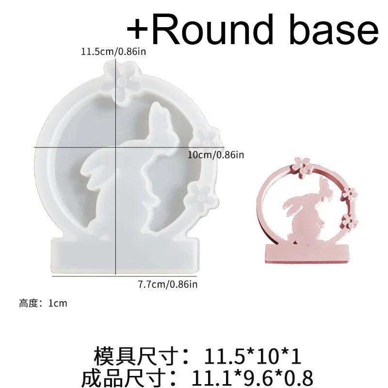 A Top Quality Rabbit Kiss Butterfly Candle Holder Mold DIY Circle Bunny Resin Candstick Molds Plaster Concrete Home Crafts Decor